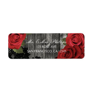Étiquette Red Roses Rustique Black dentelle Mariage Faveur C
