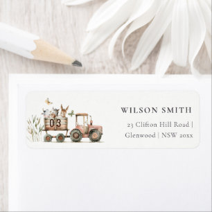 Étiquette Red Rust Farm Animaux Tractor Kids Adresse