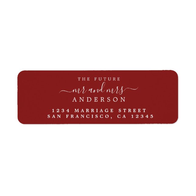 Étiquette Red Script Future Mr Mrs Return Address Label (Devant)