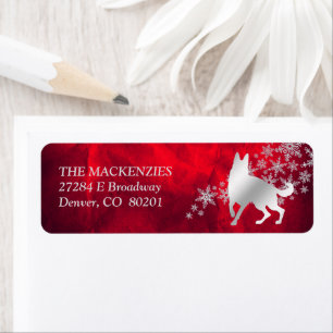 Étiquette Red Silver Winter German Shepherd'adresse