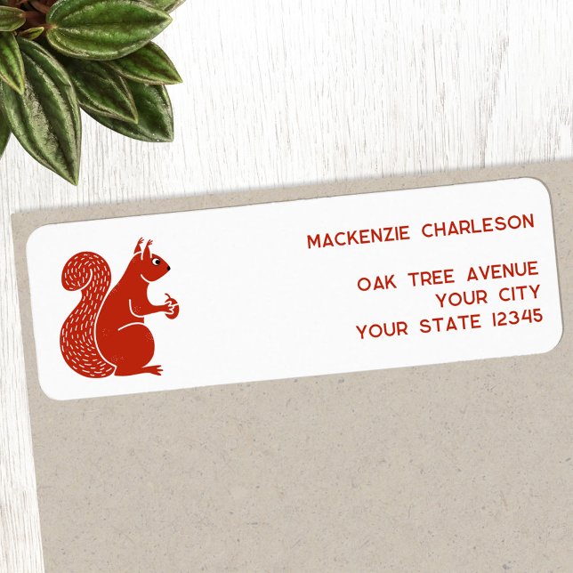 Étiquette Red Squirel Adresse de retour (Red squirrel personalized return address label sticker)