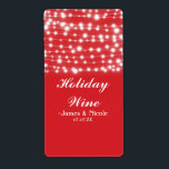 Étiquette Red String Lights Holiday Party Wine Label<br><div class="desc">Red String Lights Holiday Party Wine Label. 3 text areas to customize however you want. Matching items available.</div>