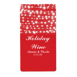 Étiquette Red String Lights Holiday Party Wine Label