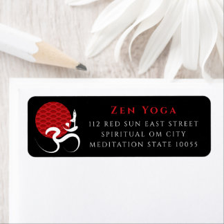 Étiquette Red Sun Yoga Spirituel Indien Méditez Om Ohm Logo