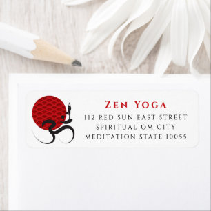 Étiquette Red Sun Zen Yoga Spirituelle Om Brush Calligraphie