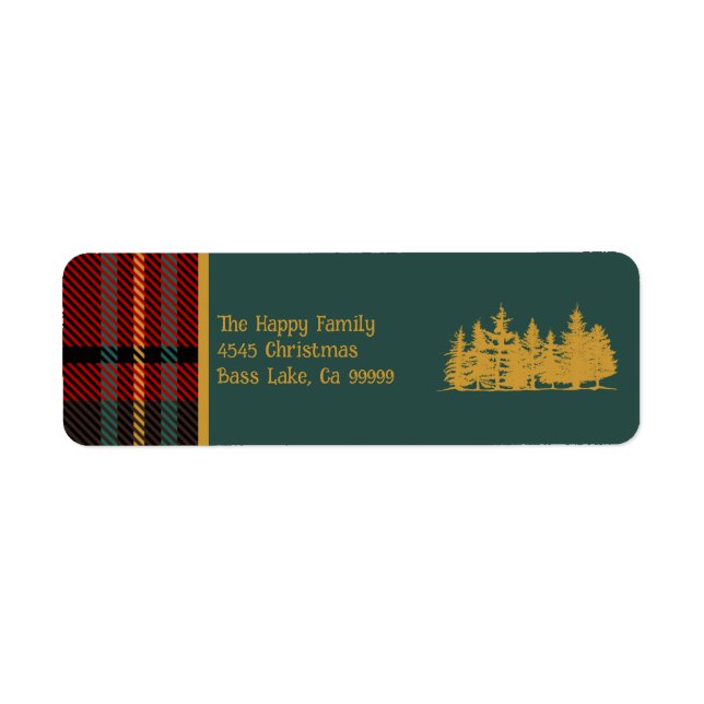Étiquette Red Tartan Plaid Joyeux Noël (Devant)