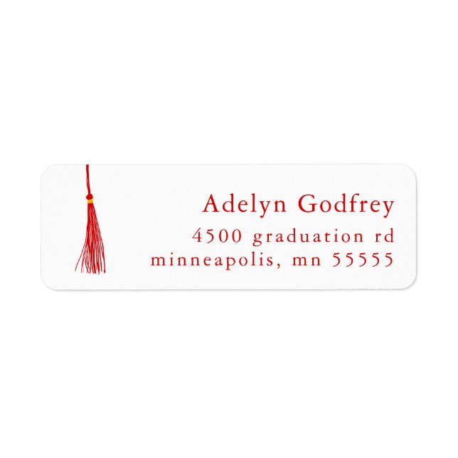 Étiquette Red Tassel Graduation Return Adresse (Devant)