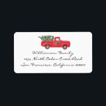 Étiquette Red Truck Tree Christmas Return Address Label<br><div class="desc">This holiday season create your own festive vintage red truck Christmas return address labels. Wonderful vintage red truck carrying a Christmas tree. Add your name and address. Simply apply label to your holiday cards to crate a wonderful look and save time!</div>