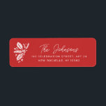 Étiquette Red Vintage Holly Christmas Holiday Adresse de ret<br><div class="desc">Doté de nos saints d'origine dessinés à la main avec une sensation vintage et un arrière - plan rouge. Toutes les couleurs sont personnalisables avec l'outil d'édition.</div>