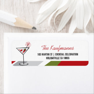 Étiquette Red White Cocktail Martini Holiday Adresse de reto
