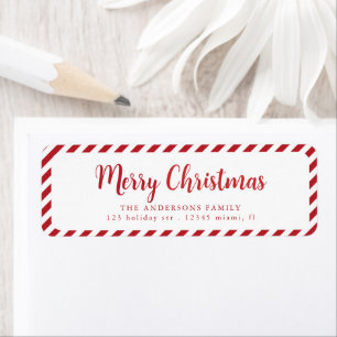 Étiquette Red White Joyeux Noël rayures