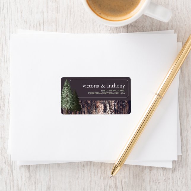 Étiquette Redwoods & Bark, Mariage rustique (En situation)
