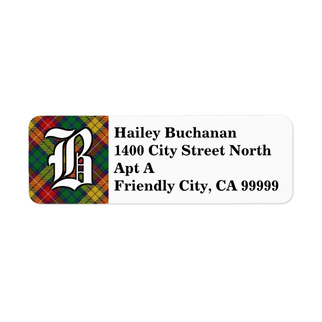Étiquette Regal Clan Buchanan Tartan Monogramme (Devant)