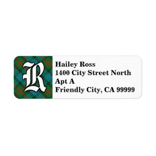 Étiquette Regal Clan Ross Tartan Monogramme
