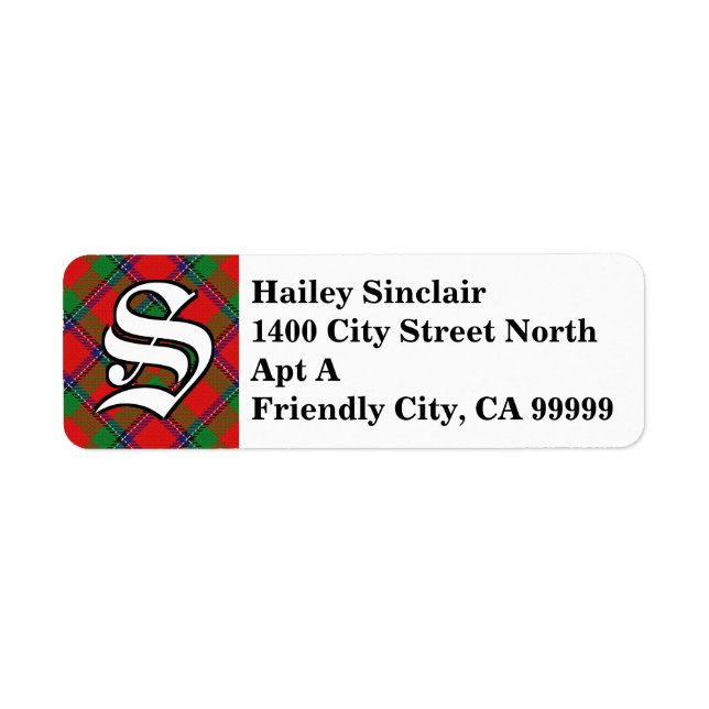Étiquette Regal Clan Sinclair Tartan Monogramme (Devant)