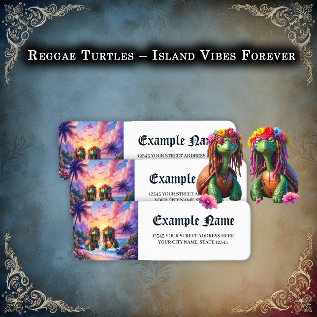Étiquette Reggae Turtles – Des vibes d'île pour toujours.  (Créateur téléchargé)
