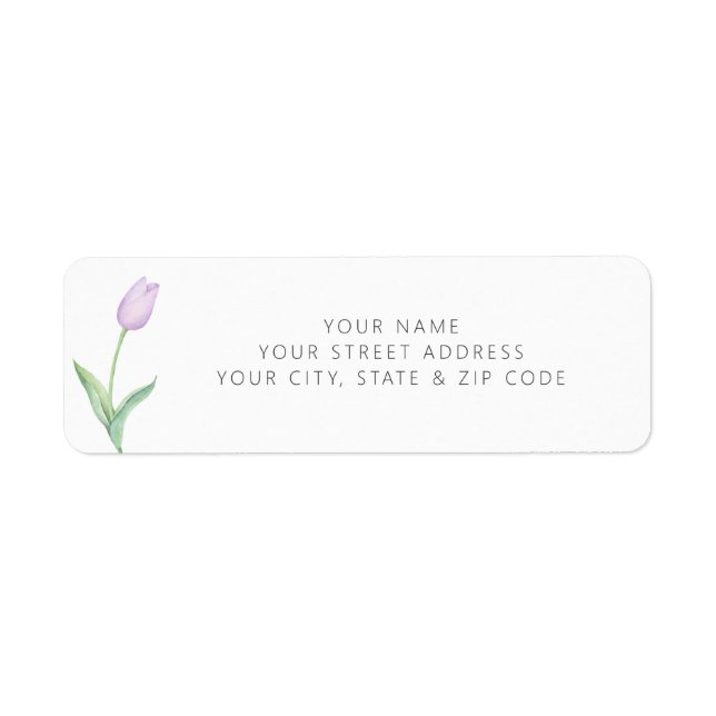 Étiquette Registre de mariage élégant de tulipe violette mod (Devant)