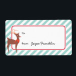 Étiquette Reindeer bandes turquoises personnalisées à partir<br><div class="desc">Faites plaisir à vos amis et à votre famille avec ces étiquettes de cadeaux de vacances personnalisées. Personnalisé avec le nom du donneur, ou laisser vide pour écrire à la main plus tard. Utilisez ces autocollants pour des sacs cadeaux, des boîtes, des faveurs de fête, des sacs à bonbons, des...</div>