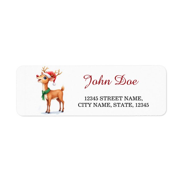 Étiquette Reindeer Christmas Return Address Labels (Devant)