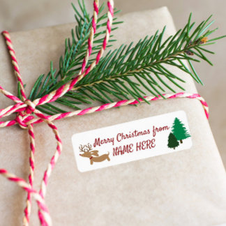 Étiquette Reindeer Dachshund Sticky Gift Tags Doxie Trees