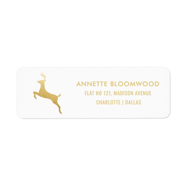 Étiquette Reindeer | Typographie de Noël Gold Foil (Devant)