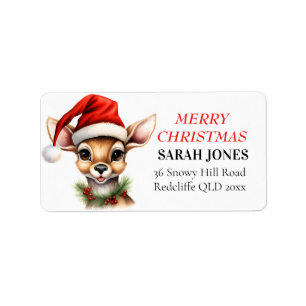 Étiquette Reindeer Vintage mignonne Joyeux voeux de Noël