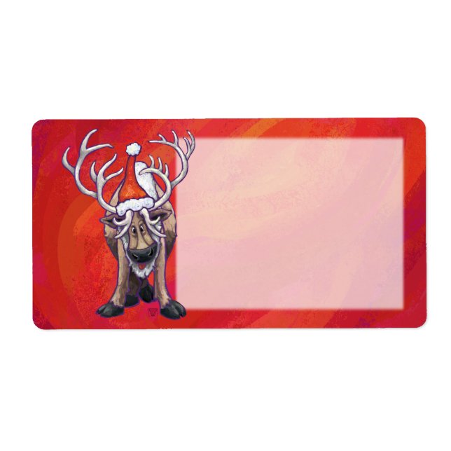 Étiquette Reindees Noël Sur Vert (Devant)