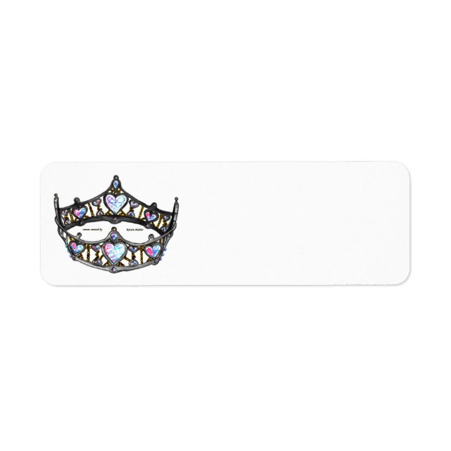Étiquette Reine des Coeurs Argent Couronne Tiara blanc (Devant)