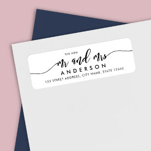 Étiquette Relax Script The New Mr and Mrs Return Adresse