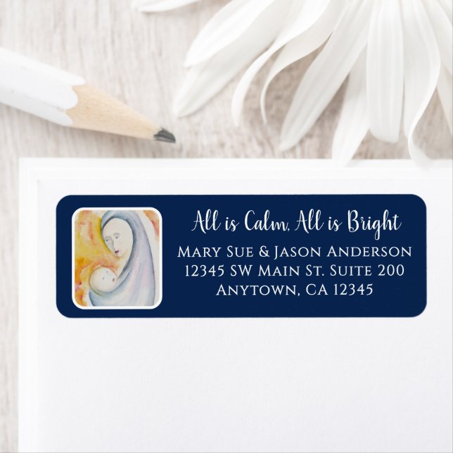 Étiquette Religieux Noël Nativité Retour Adresse (En situation)