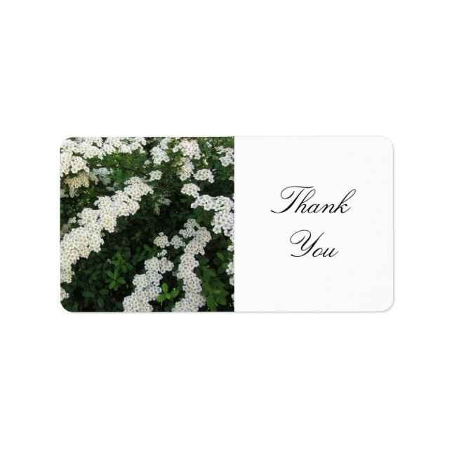 Étiquette Remerciement Floral Blanc Délicat (Devant)