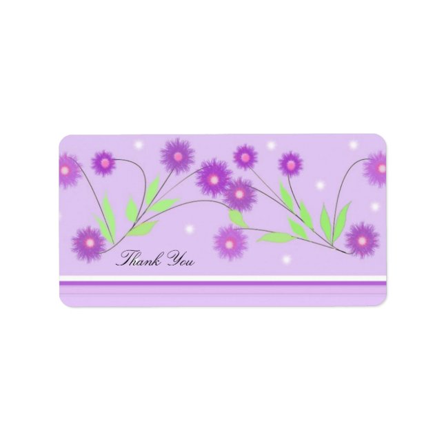 Étiquette Remerciement floral violet (Devant)
