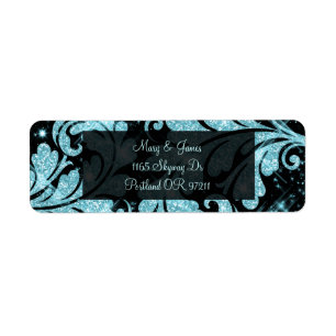 Étiquette Remous floral bleu de parties scintillantes
