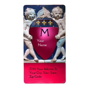 Étiquette RENAISSANCE PETITES ANGES MONOGRAM Rubis rose roug