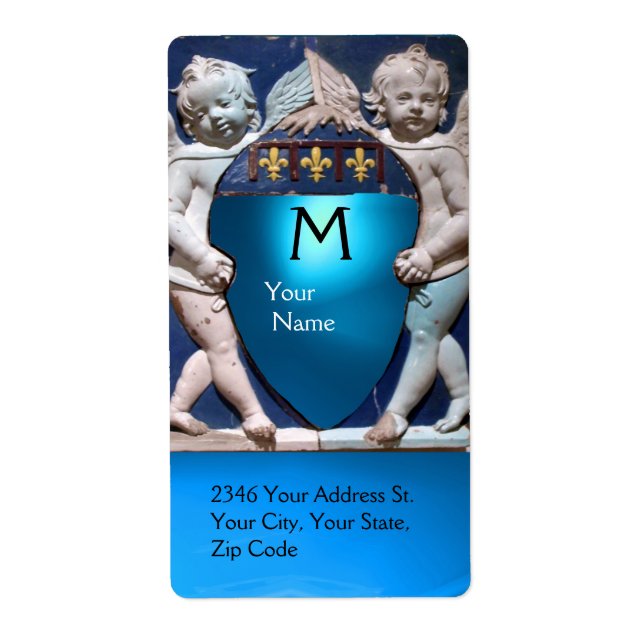 Étiquette RENAISSANCE PETITES ANGES MONOGRAM Sapphire Bleu (Devant)