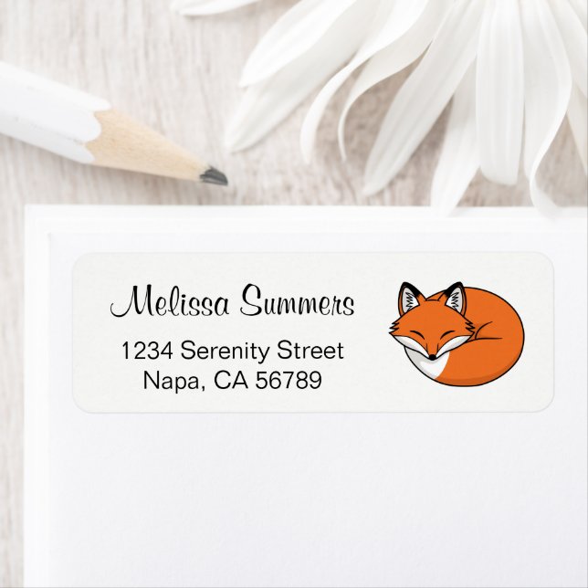 Étiquette Renard de dessin animé endormi (En situation)
