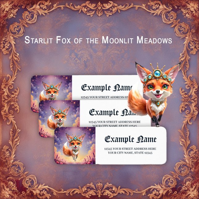 Étiquette Renard étoilé des prairies au clair de lune.  (Créateur téléchargé)