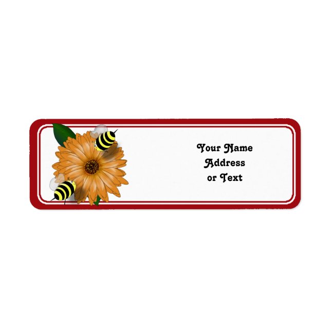 Étiquette Rencontre des abeilles de miel sur les fleurs oran (Devant)