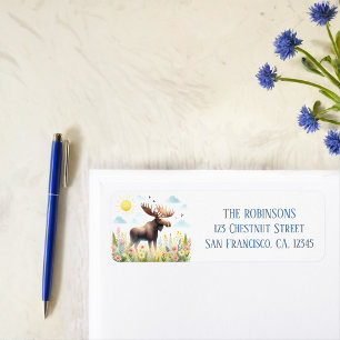 Étiquette Ressort d'aquarelle Moose Adresse de retour