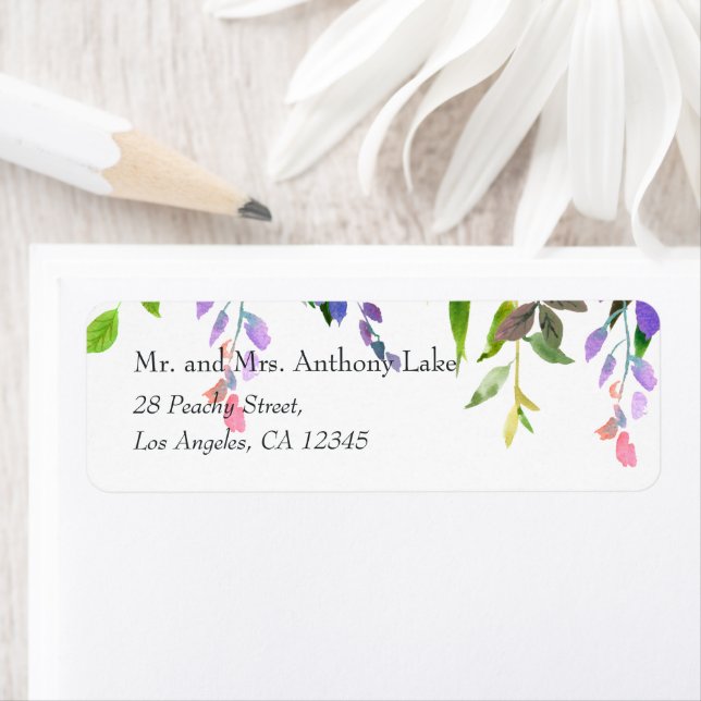 Étiquette Ressort floral aquarelle (En situation)