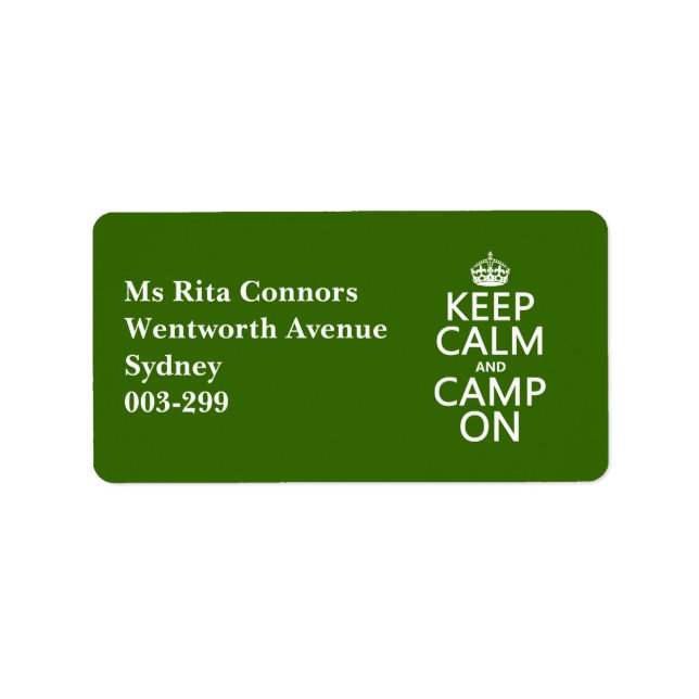 Étiquette Restez au calme et campez sur (Devant)