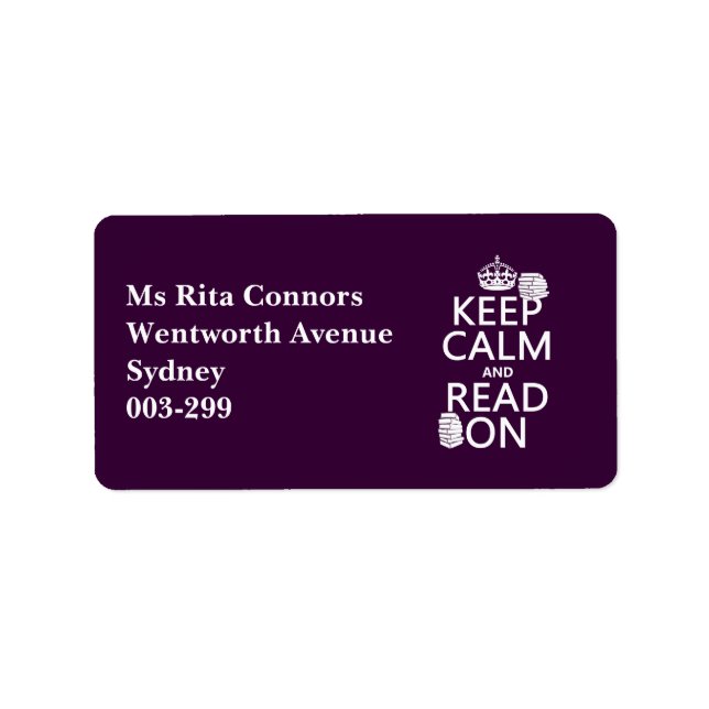 Étiquette Restez calme et lisez sur (en toute couleur) (Devant)