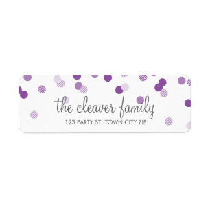 Étiquette RETOUR ADRESSE confetti poka dot violet violet