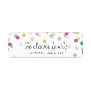Étiquette RETOUR ADRESSE confetti poka point coloré fun