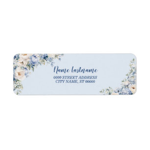 Étiquette Retour Adresse Partie Dusty Blue Watercolor Flower