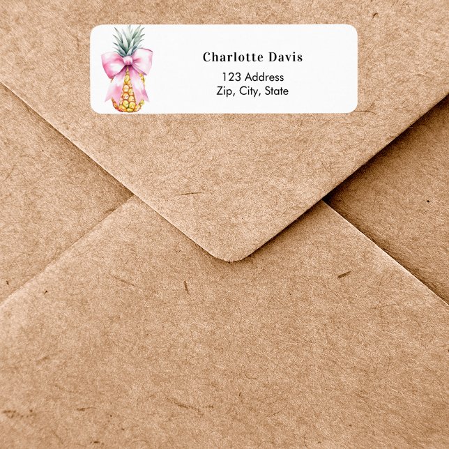 Étiquette retour ananas ruban rose  (Créateur téléchargé)