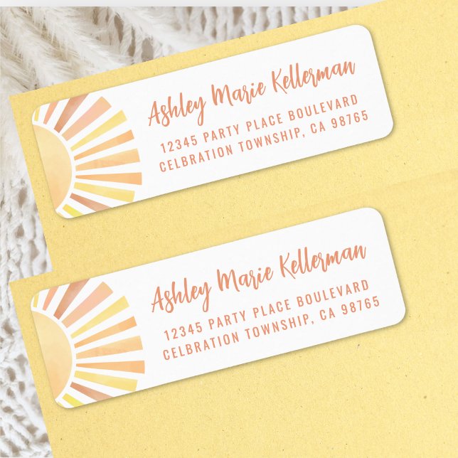 Étiquette Retour d'adresse Soleil Mignon (Cute Sun Return Address Label 
)