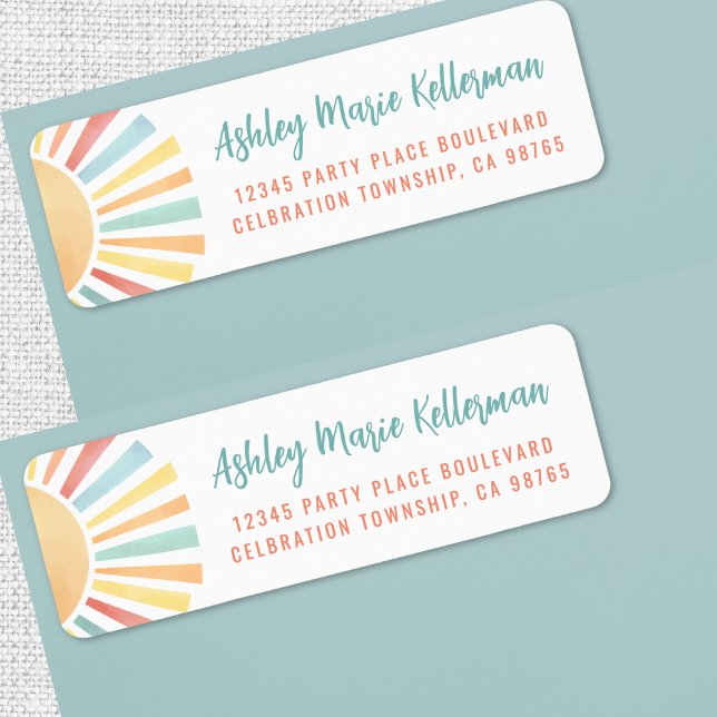 Étiquette Retour d'adresse Soleil Mignon (Cute Sun Return Address label)