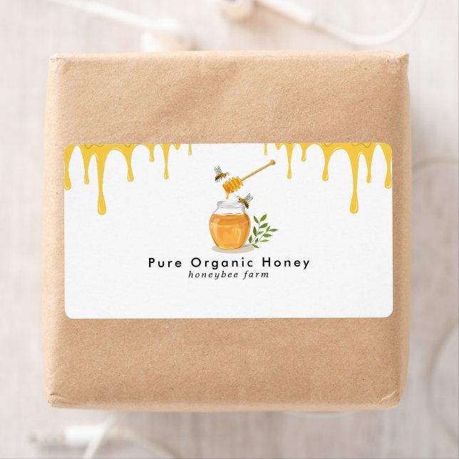 Étiquette Retour de la ferme de miel biologique moderne  (En situation)