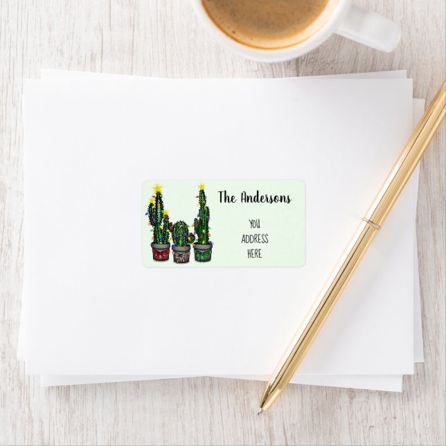 Étiquette Retour de l'adresse de l'arbre de cactus de vacanc (En situation)